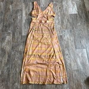 Elegant Pink and Yellow Maxi Dress